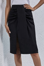 Irregular Split Zipper Solid Color Skirt