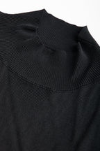 Black Rib-Knit Mock Neck Cap Sleeve Top