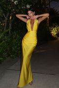 Sexy V-Neck Halter Backless Solid Slit Maxi Party Dress
