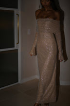 Babette - Off - Shoulder Shimmer Maxi Dress