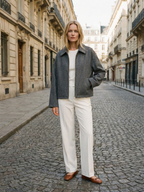 Autumn Minimalist Wool Blend Zip Lapel Jacket