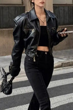 PU Leather Biker Bomber Jacket