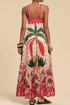 Tropical Print Square-Neck Cami Maxi Dress