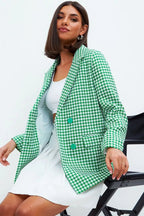 Casual Tweed Houndstooth Blazer