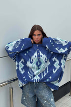 Color Block Loose Knit Pullover Sweater