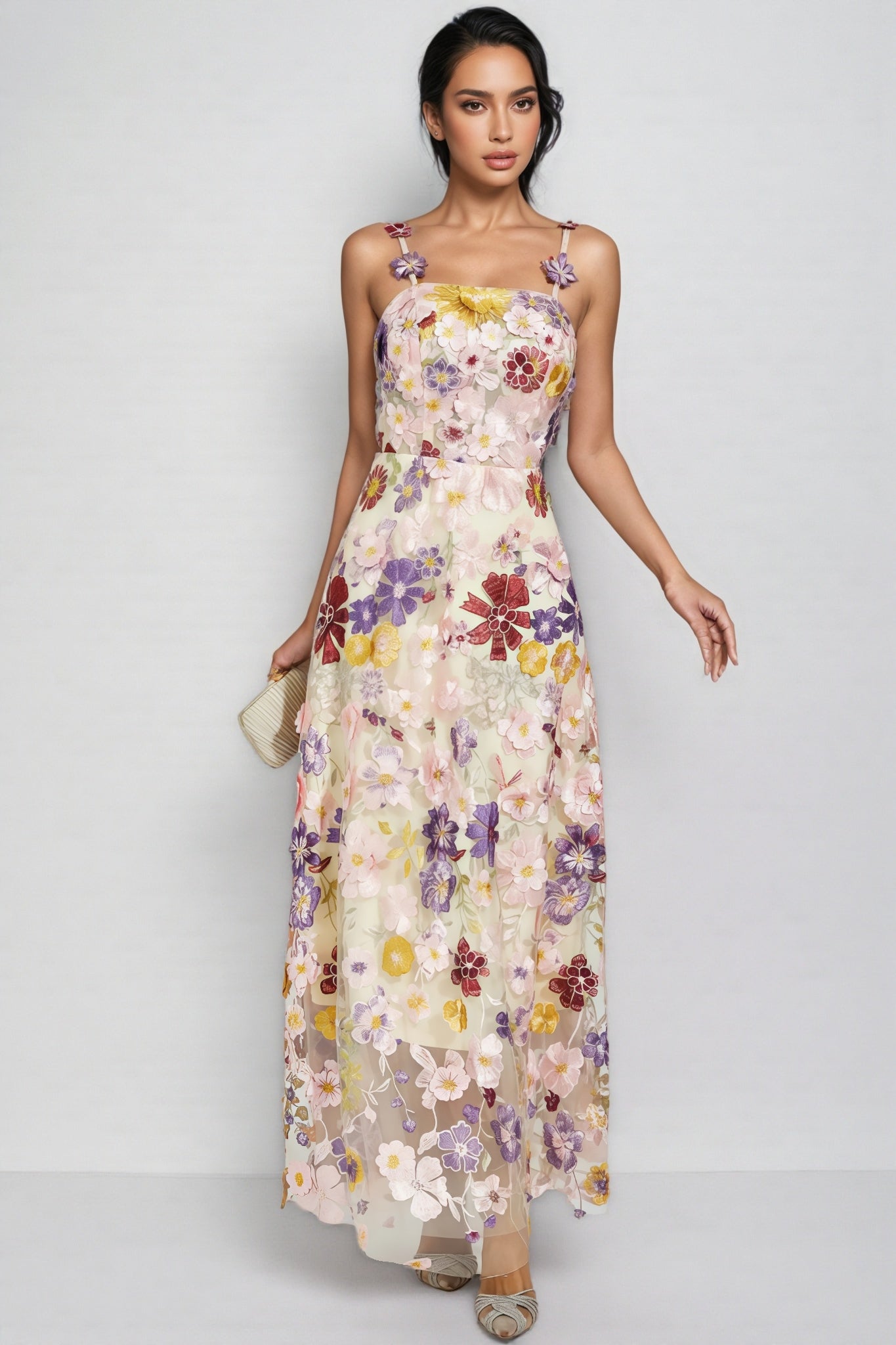 Swinburne Flower Embroidery Maxi Dress