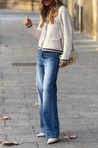 French Chanel style contrasting color trim knitted cardigan