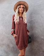 Randy Pocketed Long Sleeve Knit Dress Marsala FINAL