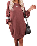 Randy Pocketed Long Sleeve Knit Dress Marsala FINAL
