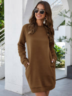 Wichita Cotton Pocketed Sweatshirt Dress Cappuccino