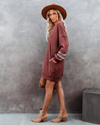 Randy Pocketed Long Sleeve Knit Dress Marsala FINAL