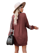 Randy Pocketed Long Sleeve Knit Dress Marsala FINAL