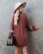 Randy Pocketed Long Sleeve Knit Dress Marsala FINAL