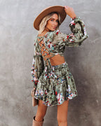 Marie Ruffle Tiered Cutout Dress Olive