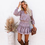 Ortega Printed Adjustable Balloon Sleeve Dress