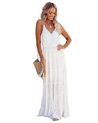 Remembered Always Swiss Dot Peplum Maxi Dress White FINAL