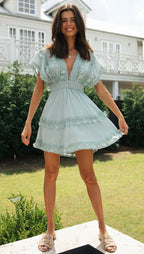 Dance On Air Ruffle Tiered Maxi Dress Sage FINAL