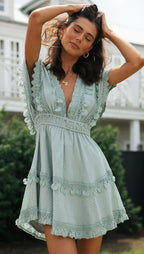 Dance On Air Ruffle Tiered Maxi Dress Sage FINAL