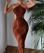 Knitted Backless Sleeveless Maxi Dress