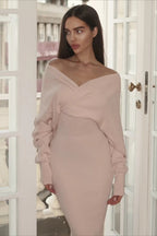 Deep V Backless Knit Sweater Dress