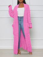 Knitted Solid Graceful Open Front Cardigan