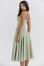 Milagros Premium Sleeveless Midi Dress with a Corset Fit Elevated Occasion Wear