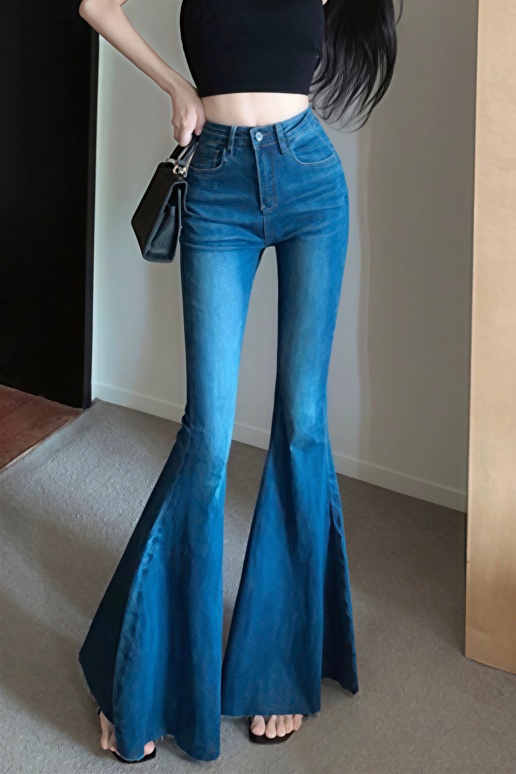 High Waist Flared Mermaid Wide Leg Jeans
