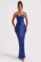 Backless LaceUp Silk Dress