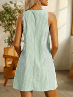 Emelina Striped Sleeveless Dress for Women Elegant Evening Look