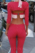 Vintage Polka Dot Halter Tube Two Piece Set