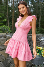 Backless High Waist Ruffle Cocktail Dress