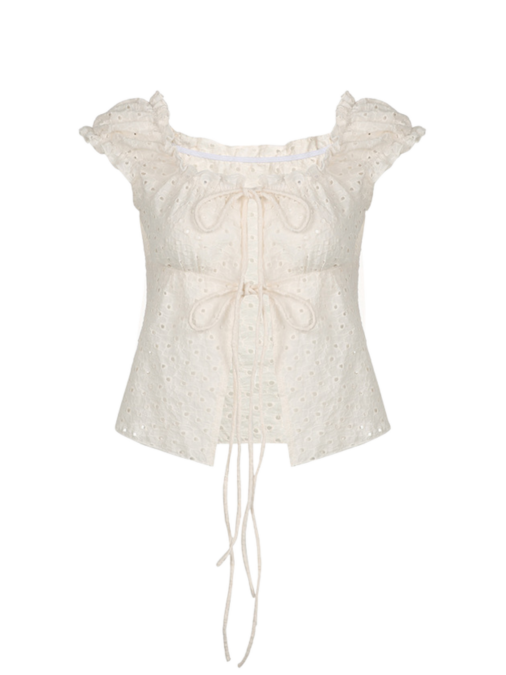 Mora Eyelet Tie-Front Blouse