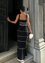 Knitted Contrast Trim Maxi Dress