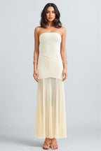 Vashad White Mesh Off Shoulder Maxi Dress