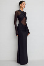 Odette Mesh Long Sleeve Maxi Dress