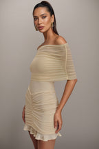 Briadk Slinky Mesh Off Shoulder Mini Dress