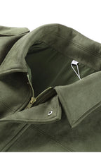 Suede Cropped Zip-Up Jacket