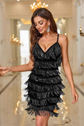 Backless Fringe Sequin Beaded Bodycon Cami Mini Sequin Dress
