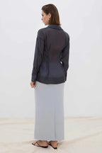 Sheer Slim Button Front Elegant Versatile Long Sleeve Blouse