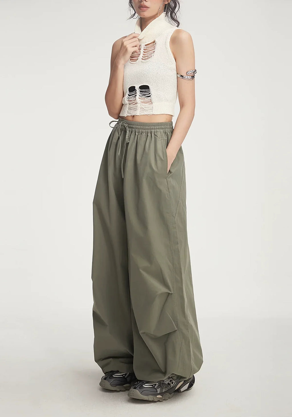 Balloon Drawstring Palazzo Pants