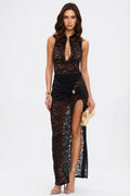 Charla Lace Cutout High-Slit Maxi Dress