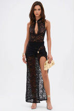 Charla Lace Cutout High-Slit Maxi Dress