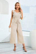 Frill Sleevless Calf Length Jumpsuit