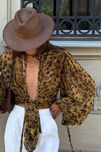 Leopard Sheer Chiffon Blouse