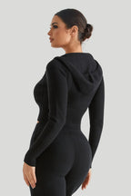 Knit Hooded Sexy High-Waist Long-Sleeve Hoodie
