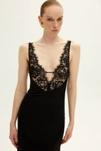 Sexy V Neck Lace Bandage Sleeveless Cocktail Formal Dress