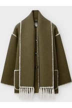 Scarf-Neckline Felt Woolen Coat