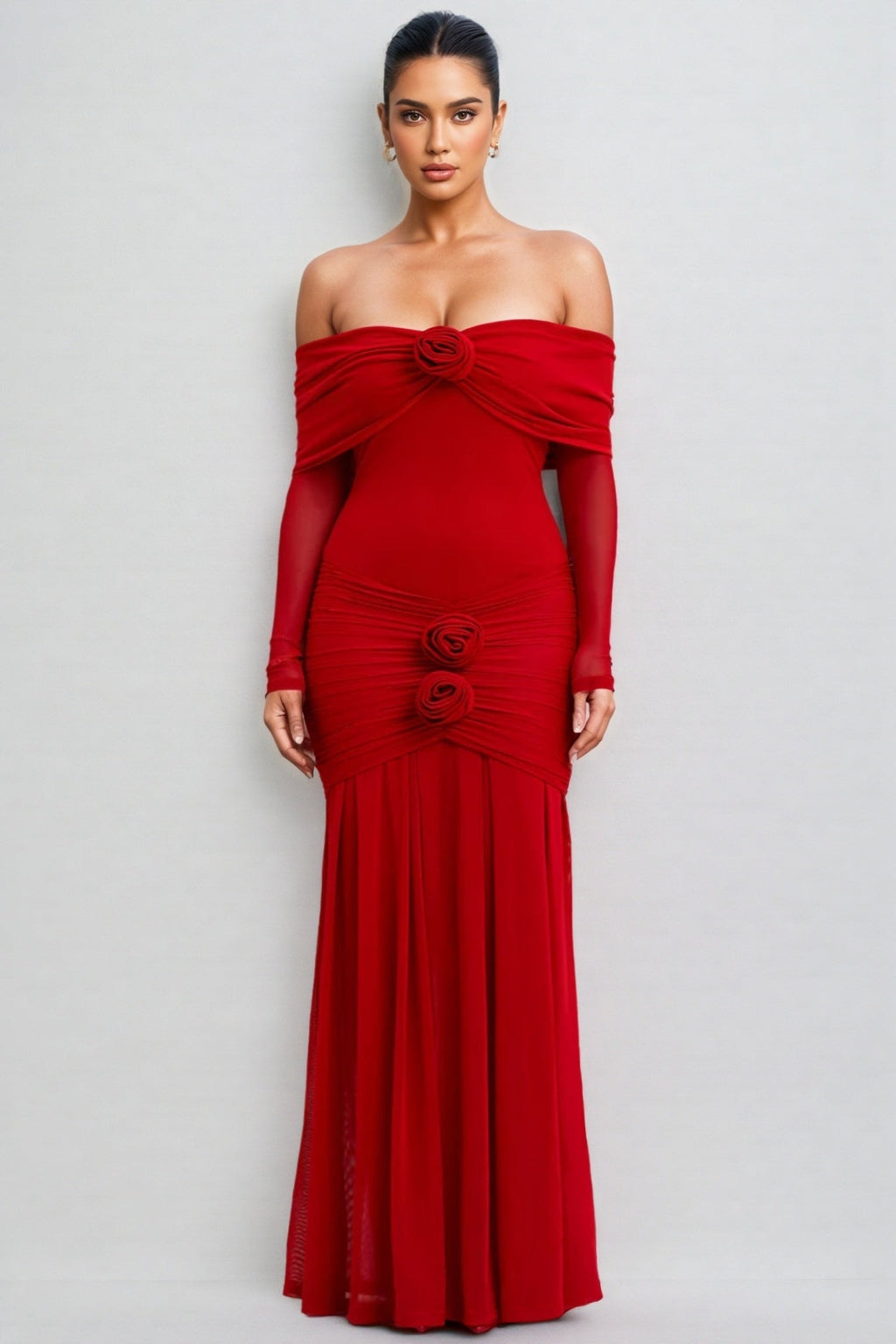 Mylesa Red 3D Floral Maxi Dress