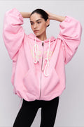 Pink Mid-length Letter Print Hoodie
