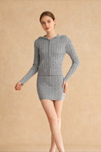 Hooded Button Graceful Front Knit Cardigan